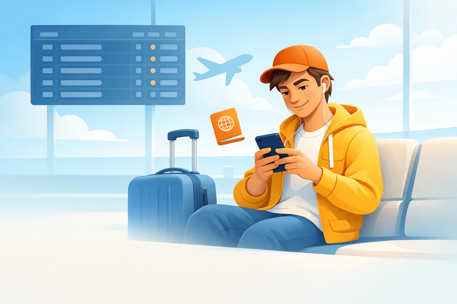 Travel English learning experience with lesson progress and speaking practice